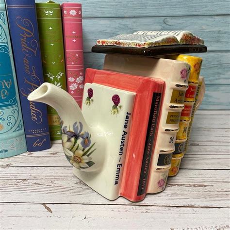 Exclusive Handmade Jane Austen Teapot Stacked Novels Jane Austen