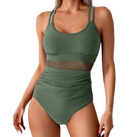 Qhfbli Womens One Piece Swimsuit Women S Swimsuit Mesh Stitching Swimsuit Bikini Walmart