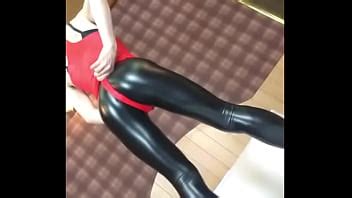 No Porn Shiny Red Leotard And PU Leggings Sissy Image Clip Rik Dejavu XVIDEOS
