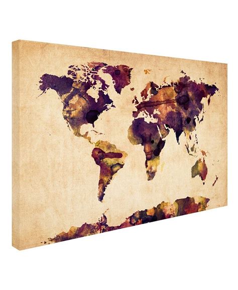 Trademark Global Michael Tompsett Watercolor Map 2 Canvas Art 24 X