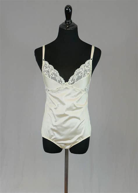 80s Light Beige Teddy Lingerie Lace Trim Snap Crotch Etsy Australia