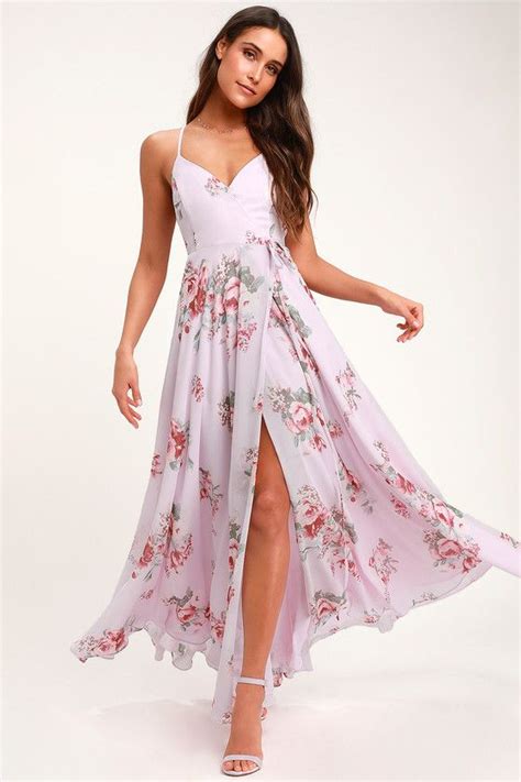 Elegantly Inclined Lavender Floral Print Wrap Maxi Dress Maxi Wrap