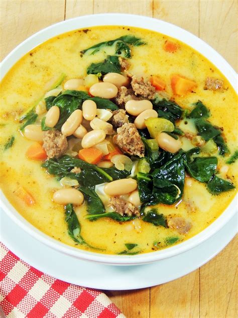 Spicy Sausage White Bean And Spinach Soup Bobbi S Kozy Kitchen