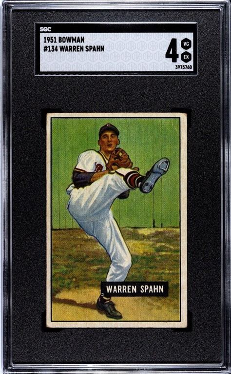 Bowman Warren Spahn Hof Braves Sgc Vg Ex Ebay