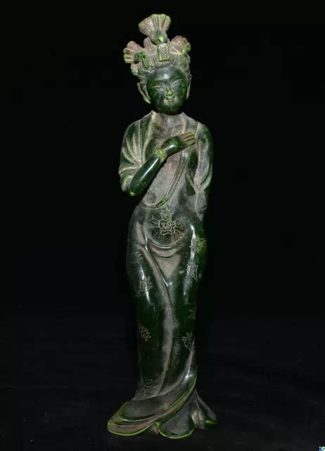 11 VIEUX JADE VERT chinois sculpté tête d oiseau Kwan yin Guan yin