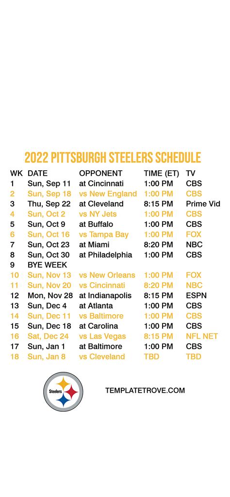 2022 2023 Pittsburgh Steelers Lock Screen Schedule For Iphone 6 7 8 Plus