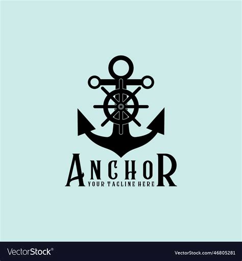 Anchor vintage retro minimalist logo design Vector Image