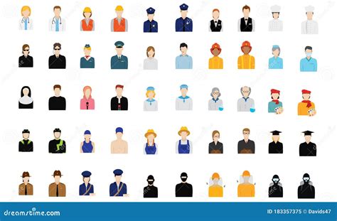 Professions Icons Over A White Background Stock Vector Illustration