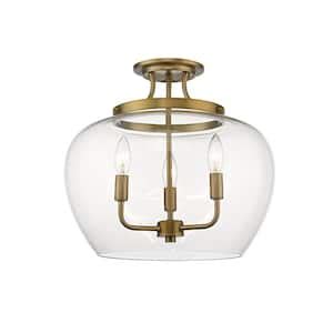 Arlington 14 75 In 3 Light Heritage Brass Semi Flush Mount Light With