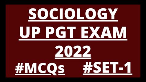 UP PGT SOCIOLOGY 2022 MCQs Part 1 ll समजशसतर उततर परदश परवकत