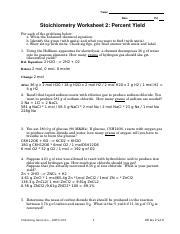 U9 Ws2 Docx Name Date Pd Stoichiometry Worksheet 2 Percent Yield