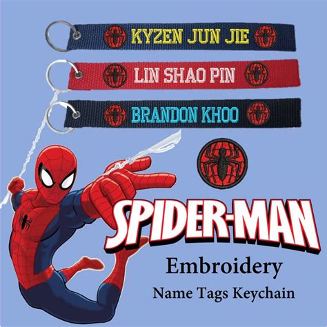 Spiderman Kids Collection Custom Name Keychain Ring Strap School Bag ...