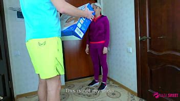 Hot Delivery Girl Sucks Dick And Gets Fast Sex In Velour Tracksuit Real Homemade Porn With