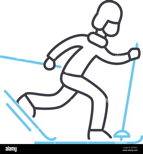 Cross Country Skiing Line Icon Outline Symbol Vector Illustration