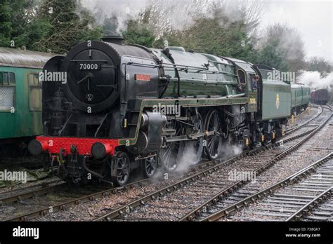 BR Standard Class 7 Steam Locomotive number 70000 “ Britannia “ at Alresford Station on the Mid ...