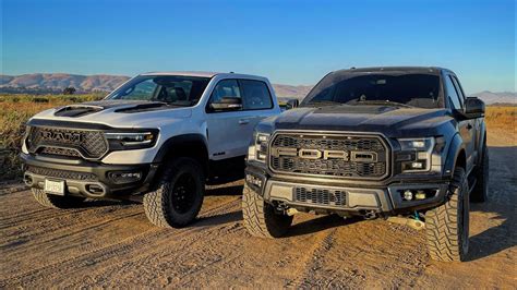 Tuned Ford Raptor Vs Ram TRX Dirt Drag Race High Speed Off