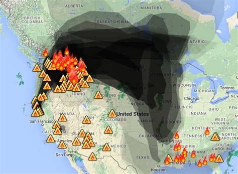 Smoke Map And Red Flag Warnings Aug 27 2015 Wildfire Today