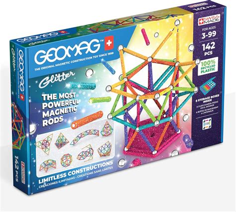 Geomag Glitter Pi Ces Plastique Recycl Jeu Construction