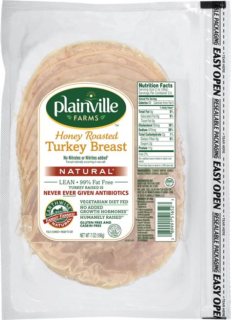 Natural Pre Sliced Honey Roasted Turkey Breast — Plainville Farms