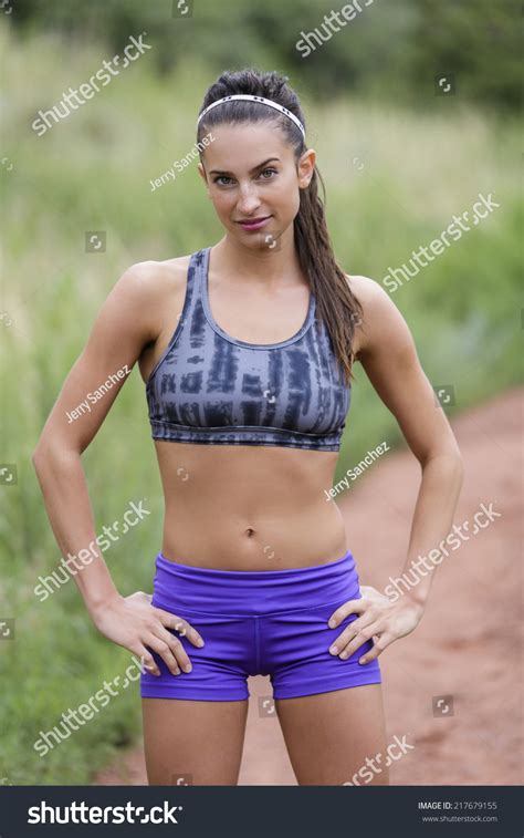 Skinny Brunette Model Posing Smile Wearing Stock Photo 217679155 Shutterstock