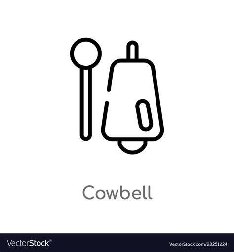 Outline Cowbell Icon Isolated Black Simple Line Vector Image