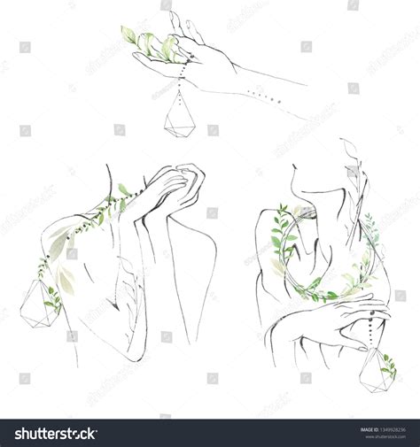 Hand Drawing Watercolor Slim Naked Woman Stock Illustration 1349928236 Shutterstock