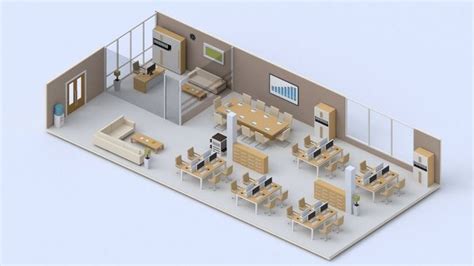 3d Model Low Poly Office Interior Vr Ar Low Poly Cgtrader