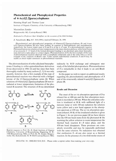 Pdf Photochemical And Photophysical Properties Of Acyl