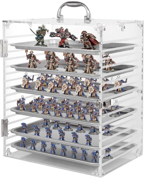 Famard Clear Acrylic Miniature Storage Case Miniatures Carrying Case