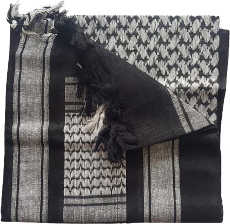 Milspec Surplus Black And Grey Cotton Shemagh Arab Scarf Keffiyeh