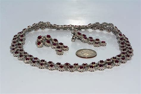 Magnificent Vietnamese Round Ruby Necklace and Matching Earrings 18 ...