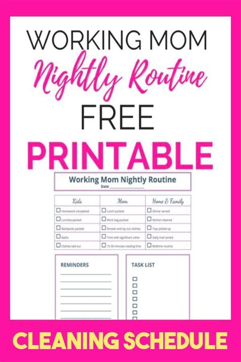 Printable Cleaning Schedule Working Mom Drivefess