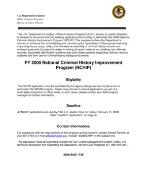 Fillable Online Bjs Ojp Usdoj FY 2008 National Criminal History