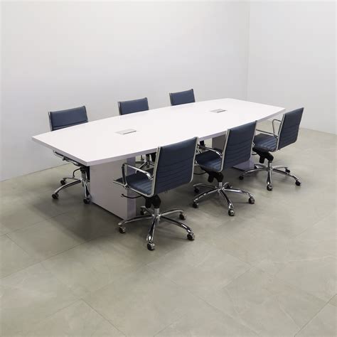 Newton Boat Shaped Conference Table In White Gloss Laminate Top