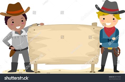 Illustration Kids Dressed Cowboys Stock Vector Royalty Free 85772539