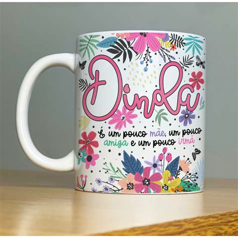 Caneca Dinda Dindo Tio Tia Av Mae Personalizada De Porcelana Para