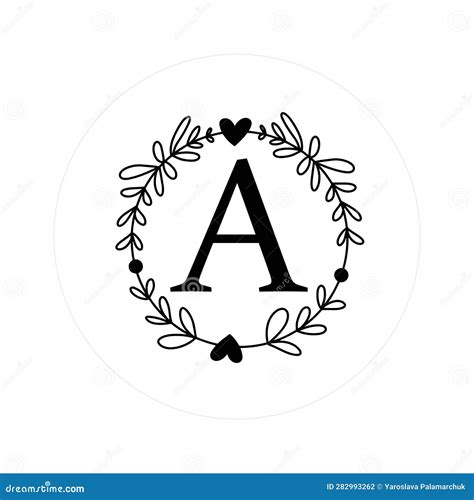 Letter "a" Initials with Round Floral Frames, Vector Monogram Logo, Cricut File Stock Vector ...