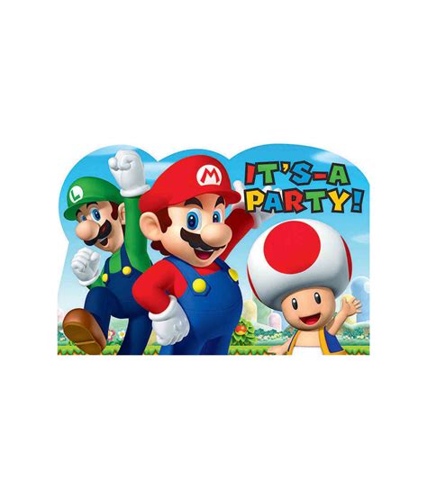 Super Mario Bros Party Invitations 8pk – LookSharpStore