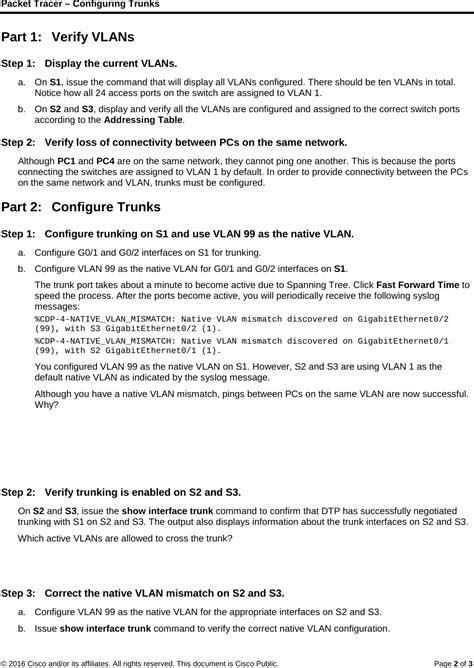 Packet Tracer Configuring Trunks Instructions