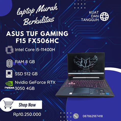 Jual Laptop Gaming Asus Tuf Gaming F15 Fx506hc Core I5 11400h Ram 8gb Ssd 512gb Laptop Bertenaga