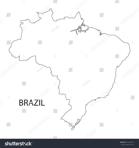 Outline Brazil Map Stock Vector (Royalty Free) 316435727