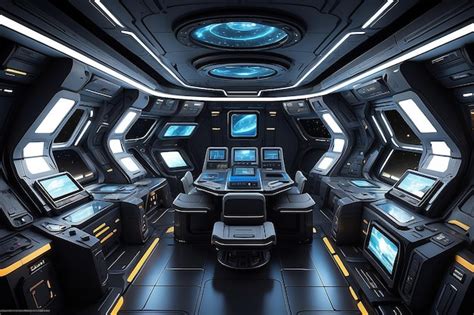 Premium Photo | An interstellar spaceship interior with control panels ...