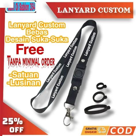 Jual Tali Lanyard Custom Desain Suka Suka Nama Logo Tahta Gantungan