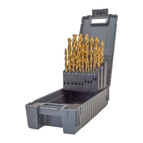 Set of 25 titanium bits DIN 338