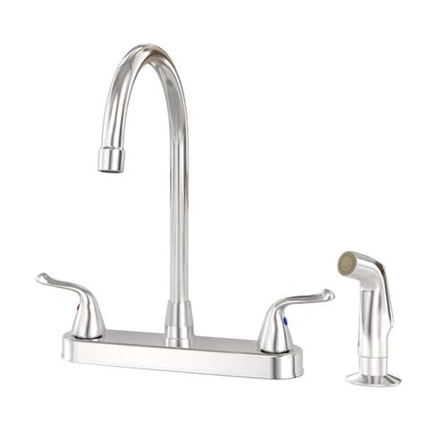 Homlux High Arc Double Handle Standard Kitchen Faucet With Side Sprayer In Chrome 8601004404