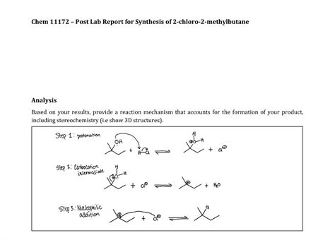 SOLVED: Chem 11172 Post Lab Report for Synthesis of 2-chloro-2 ...