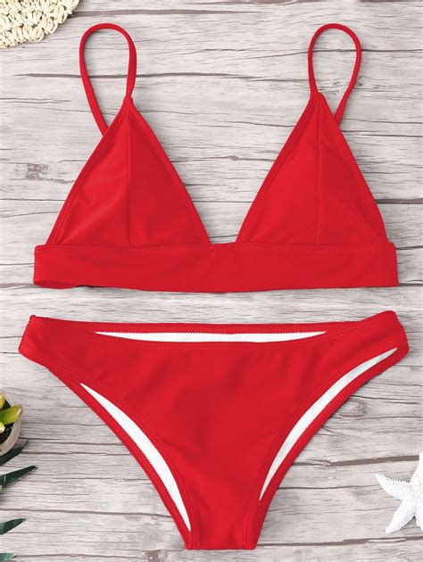 Off Padded Bikini Set In Red Dresslily