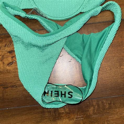 Shein Bikini Green Never Worn Size Small Thong Depop