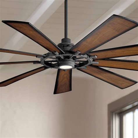 Kichler Gentry Xl Led Black Wagon Wheel Fan With Wall Control