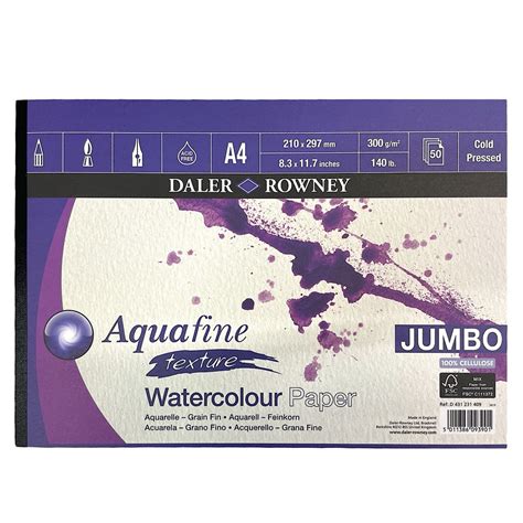 Daler Rowney Aquafine A Jumbo Watercolour Pad Gsm Sht Cold